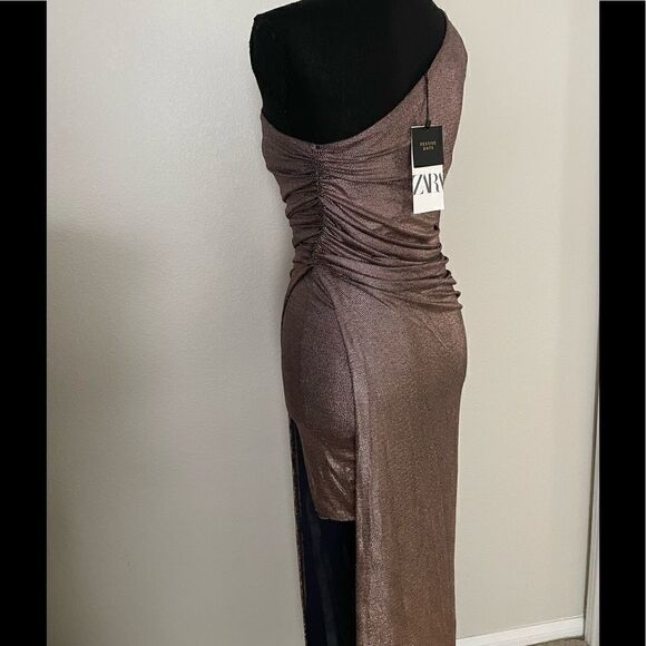 NWT Zara Sparkly Draped Asymmetric Dress - Picture 11 of 15